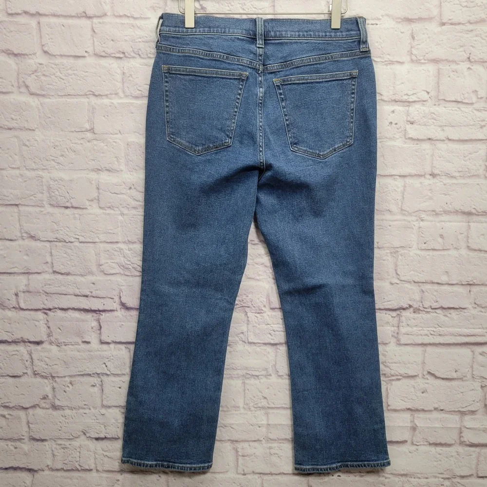 J Crew Mid Rise Flare Crop Jeans Size 28 (Actual 31x26)‎ Button Fly Stretch